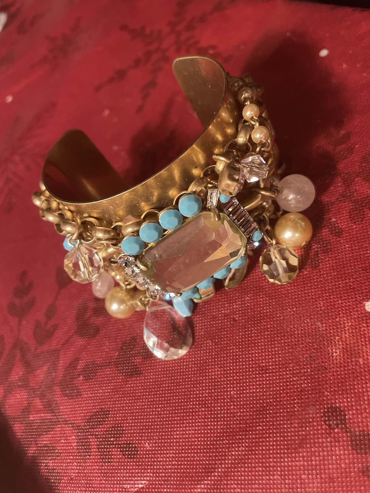 Bohemian CAROLEE GOLD TONE/GOLD CHAIN W/ BEADED CHARM CUFF BRACELET- JL97