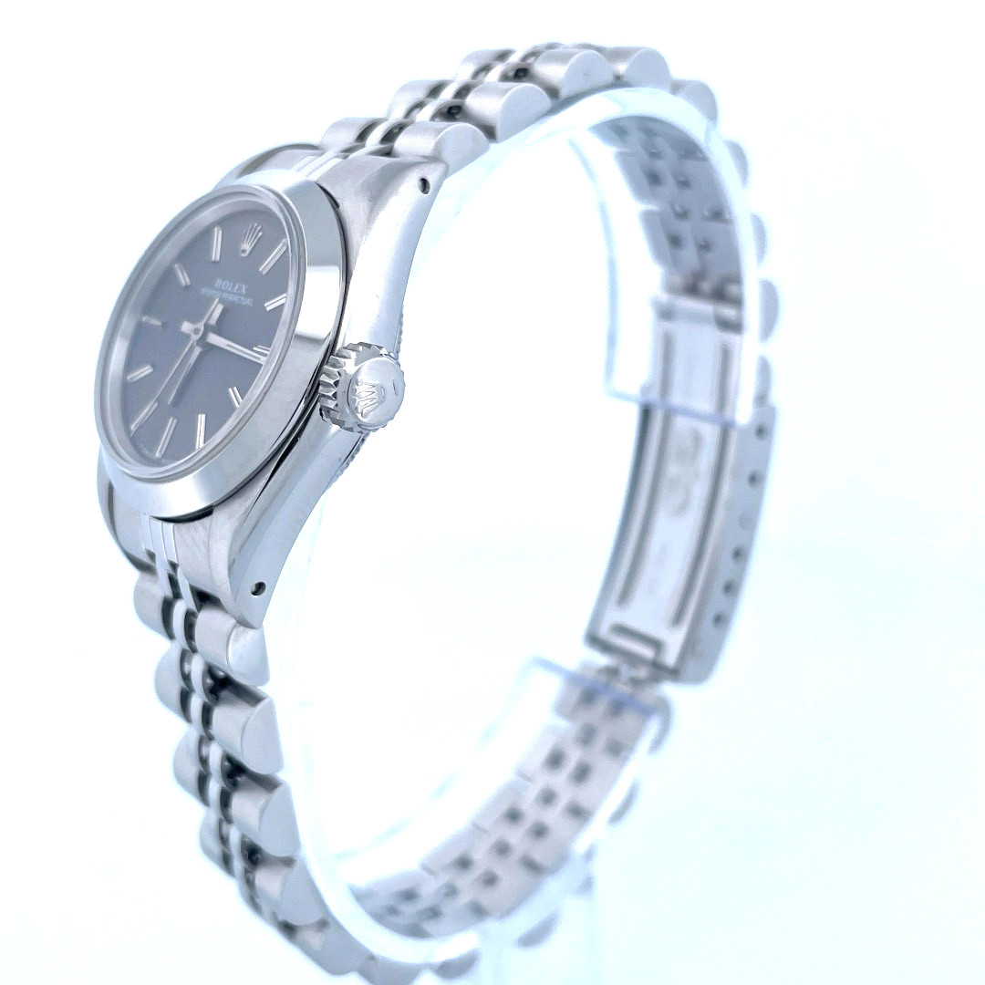 Rolex 67180 Ladies Oyster Perpetual Silver Dial w/ Box & Papers