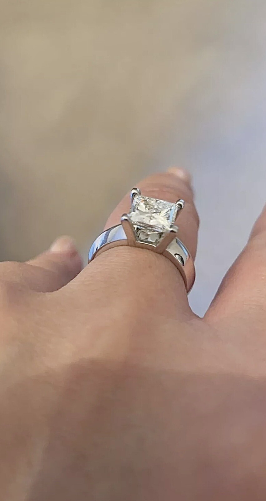 3.19 ct VS1 Very Good Cut Natural Diamond Ring Solid 14k White Gold.7.9g EGL