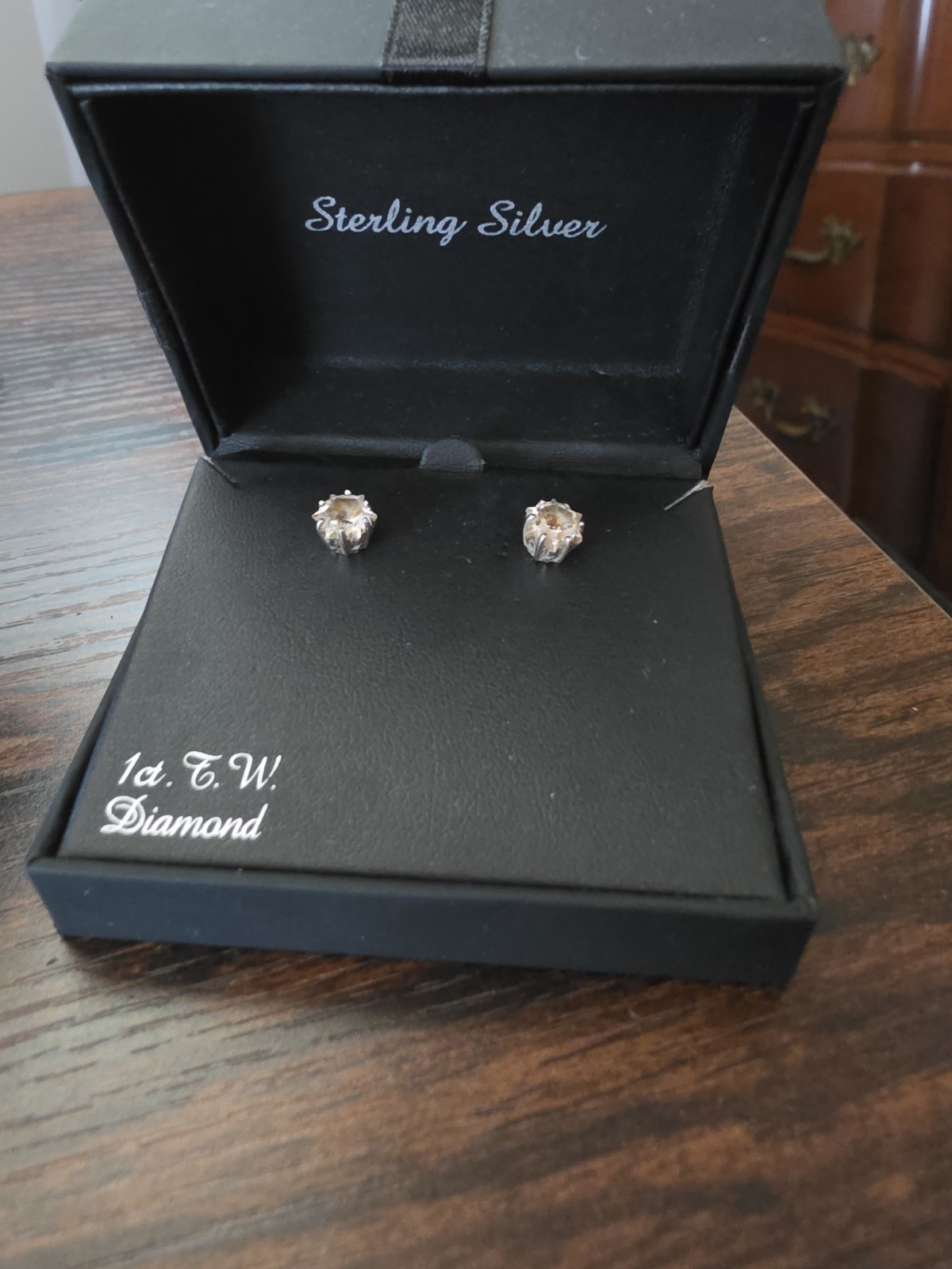 1 Carat Diamond Sterling Silver Stud Earrings