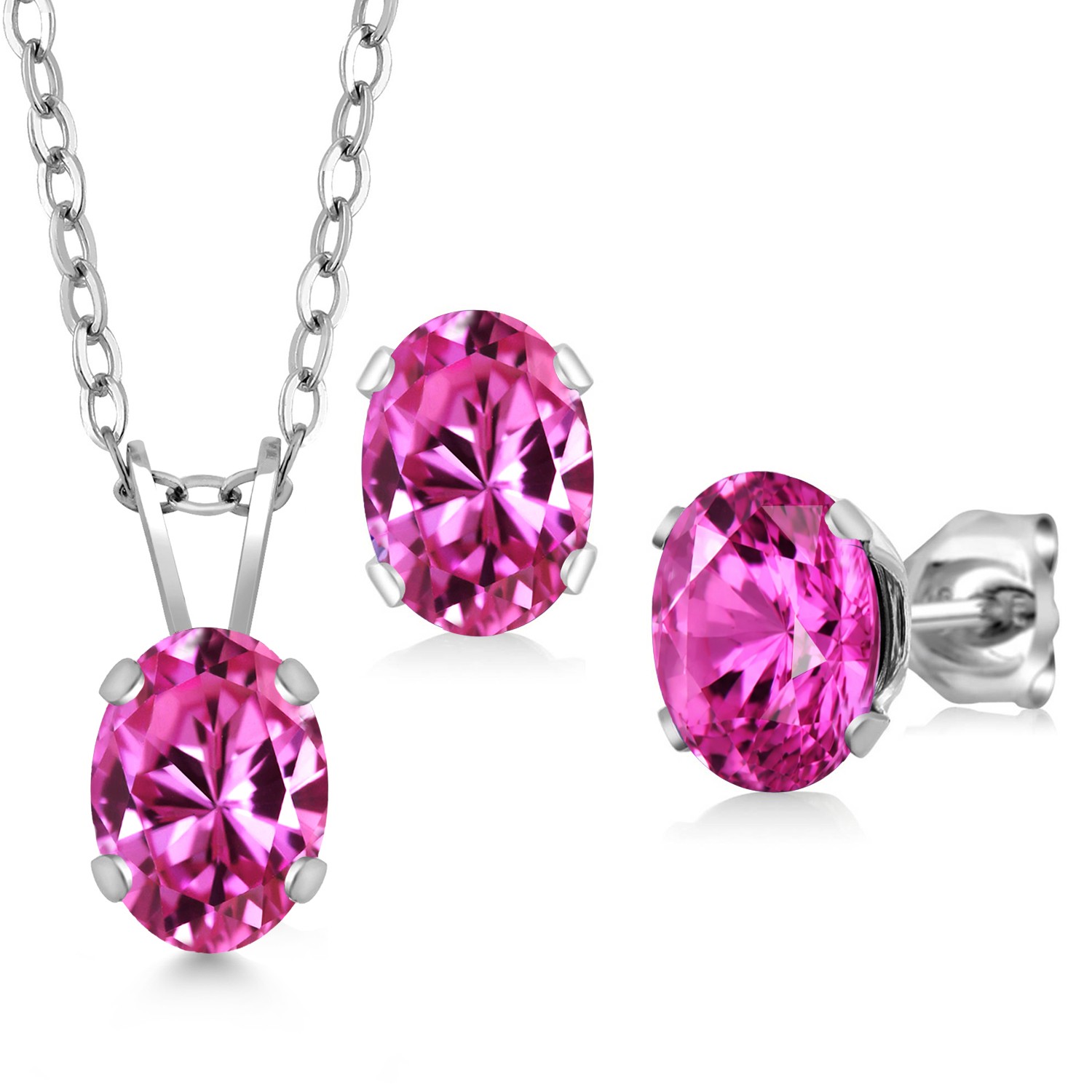 3.00 Cttw Pink Topaz Earrings Pendant Set for Women | 925 Sterling Silver |