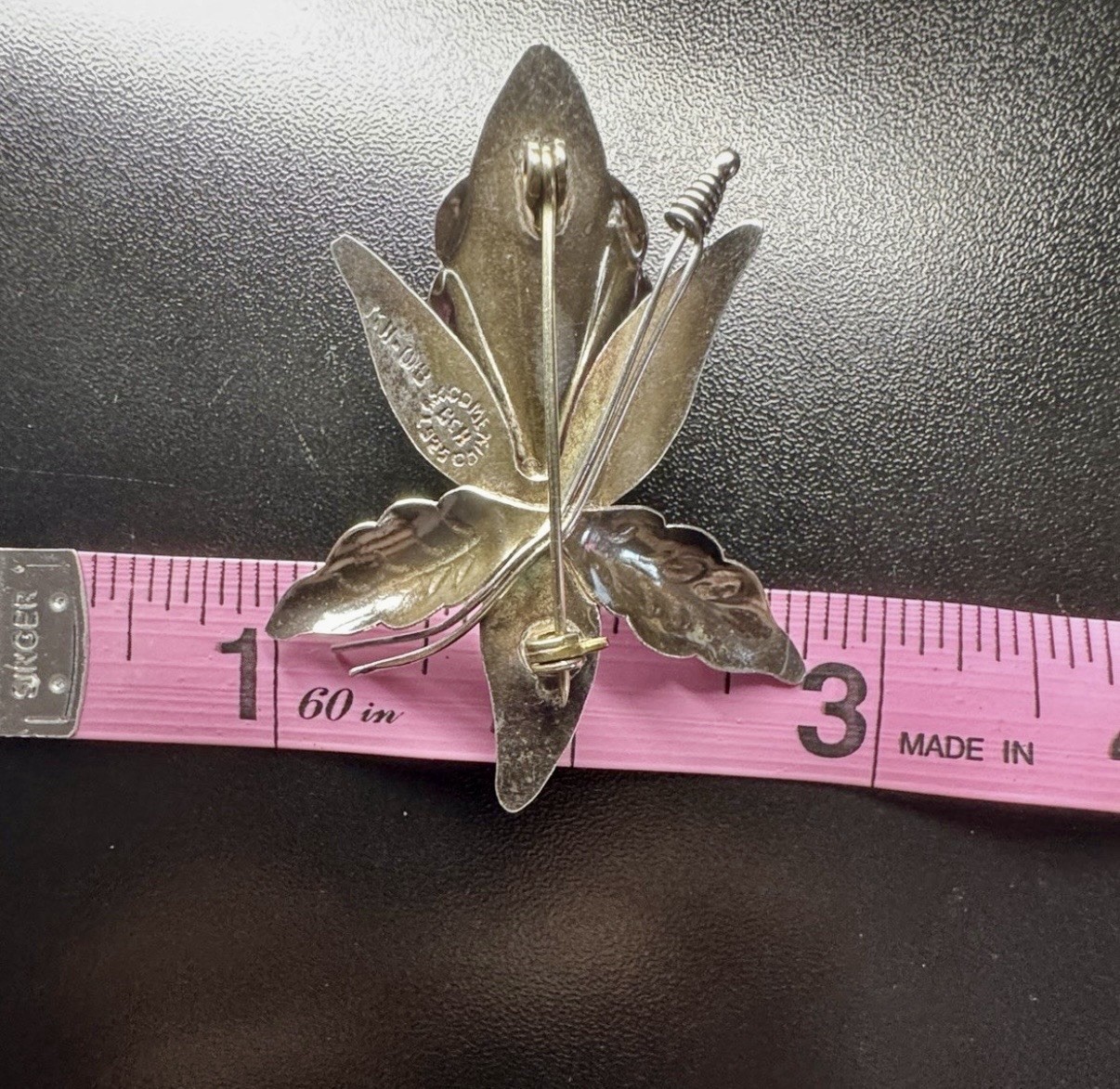 Taxco Mexico Signed Sterling Silver 925 Orchid Flower Brooch Pin 6.5g