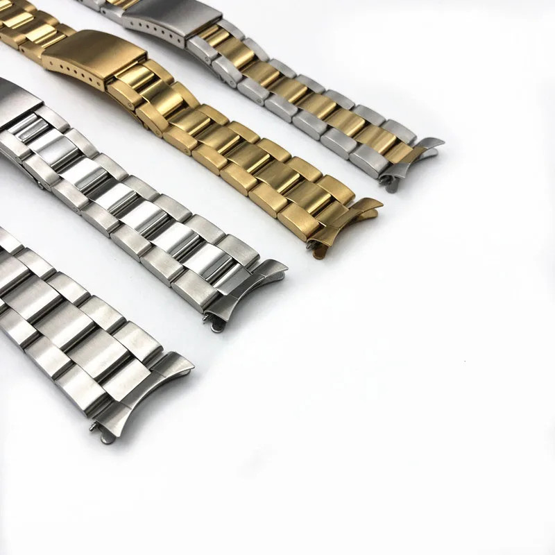 Stainless Steel Curved End Watch Band 13mm 17 18 19 20mm 21mm Metal Watch Strap