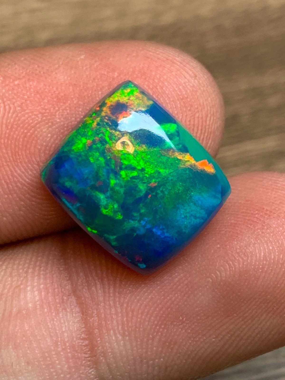 Ethiopian Black Opal 5.80crt Cushion Cabochon Rainbow Loose Gemstone for Jewelry