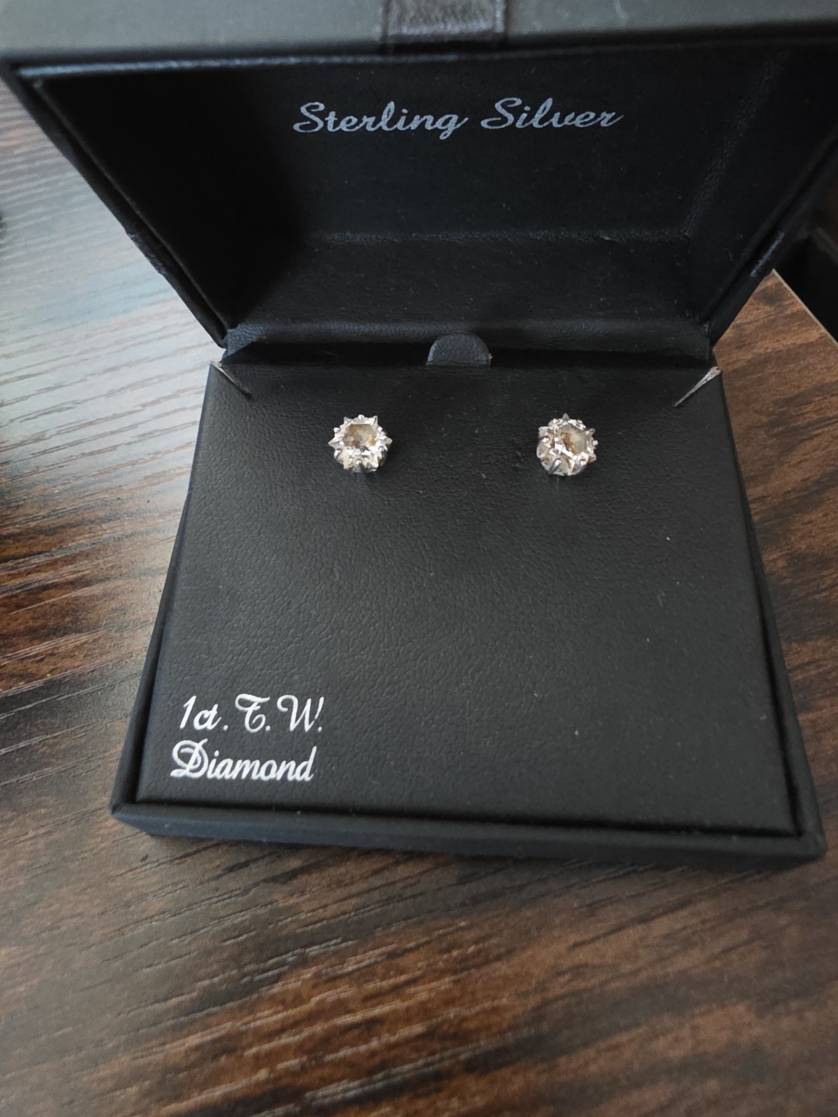 1 Carat Diamond Sterling Silver Stud Earrings