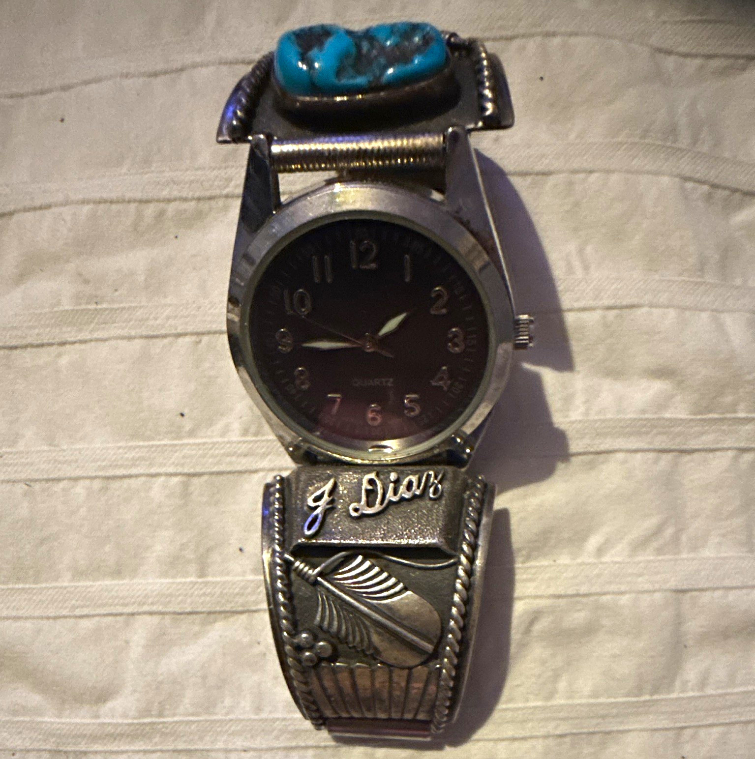 J Dior Vintage Quartz Analog sterling silver 34mm Black Arabic Dial watch
