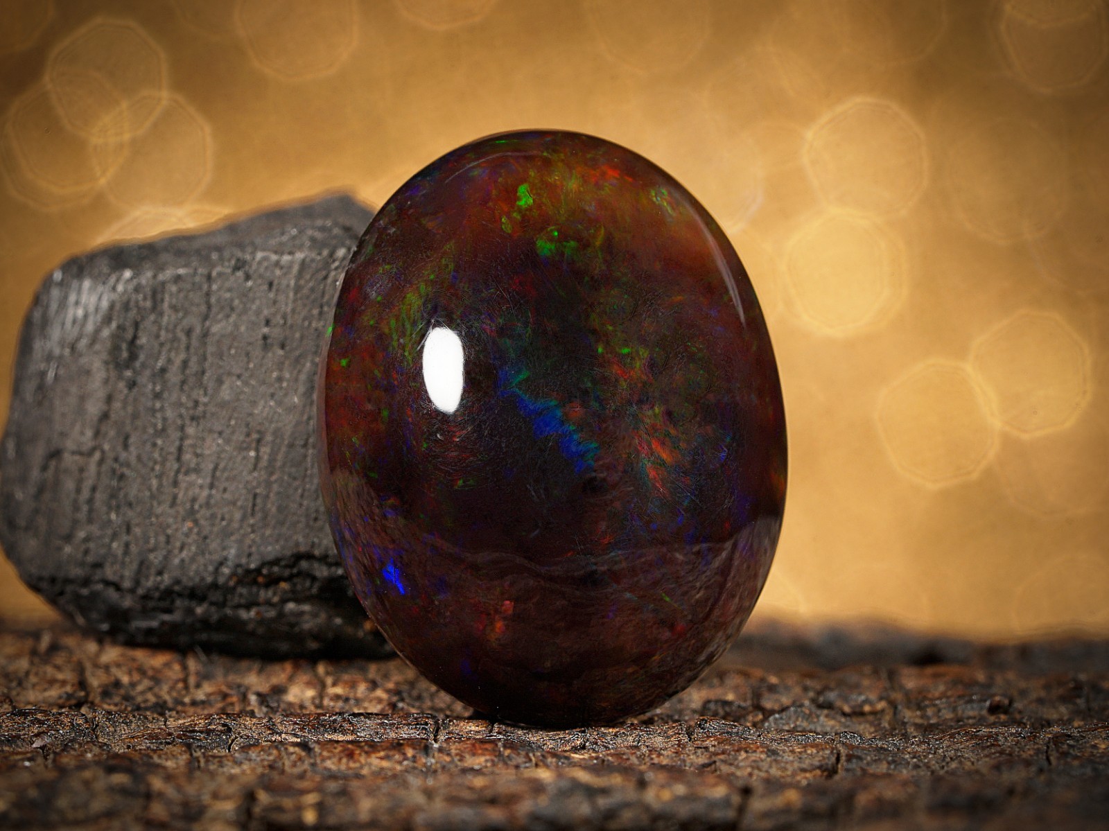 13.45 Carat Ethiopian Black Opal Cabochon 19x15x8 MM Oval Shape Welo Fire Opal