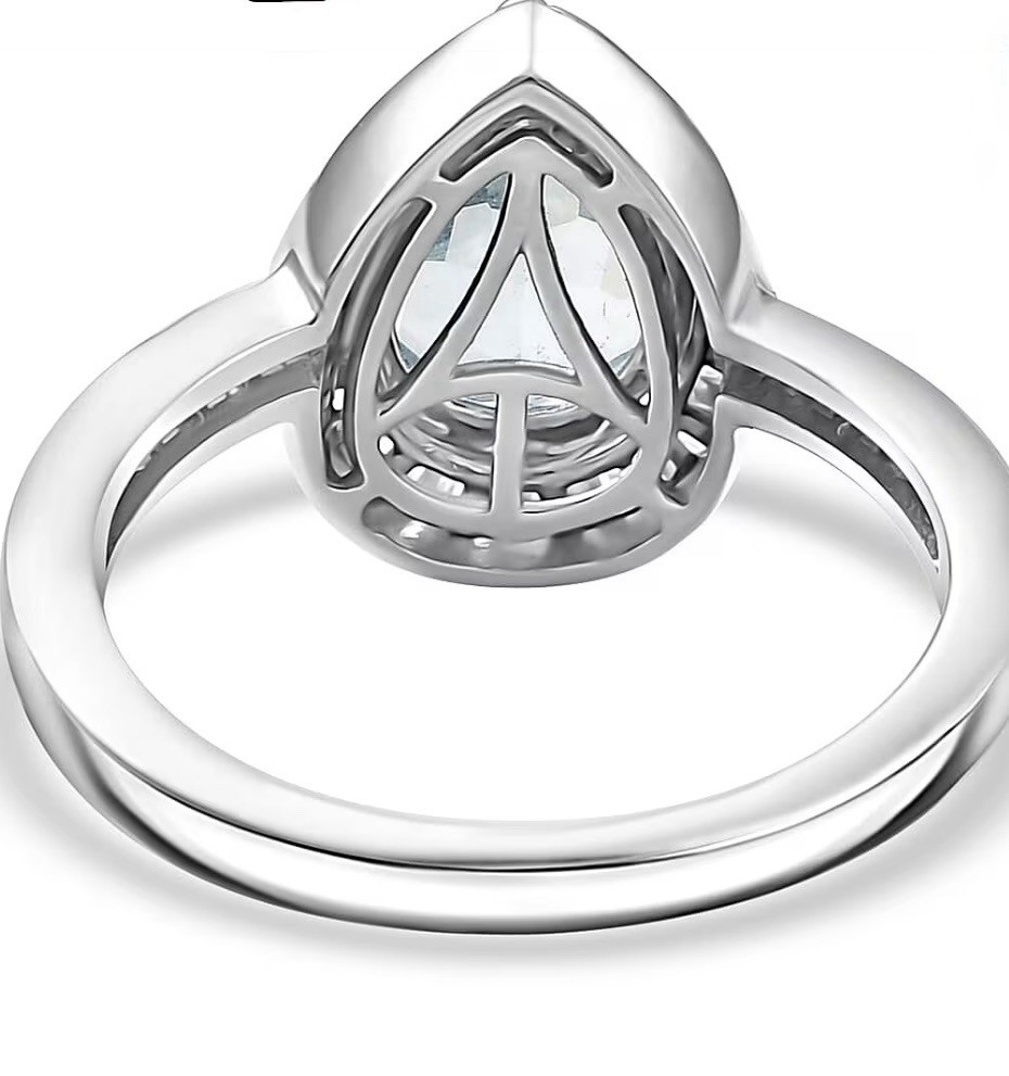 Aquamarine and Diamond 1.90 ctw Ring in Rhodium Over Sterling Silver