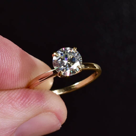 Lab Grown Round cut Diamond Wedding Ring 14K White Gold 2 Carat