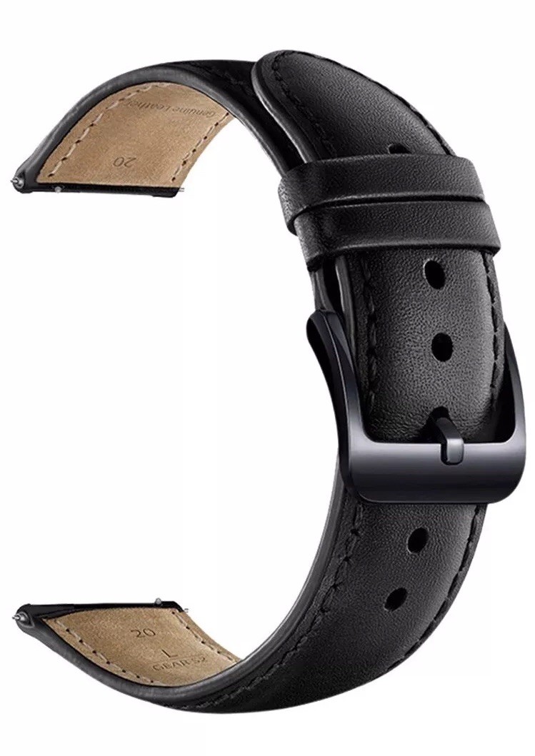 NEW Black Calf Skin Genuine Leather Replacement Strap Band 20mm Italian