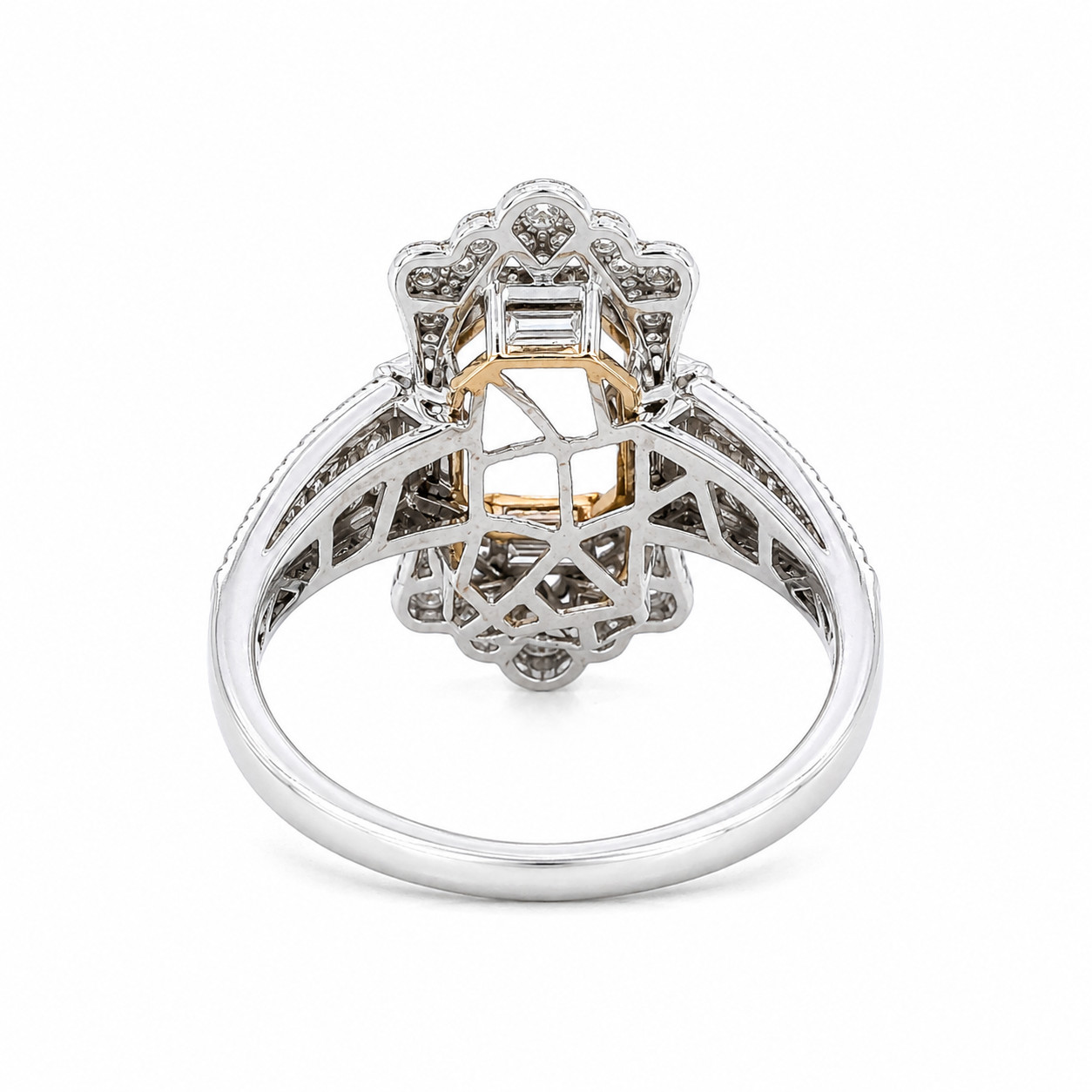 Semi-Mount Art Deco Ring with 0.82 cttw Natural Diamond, Solid 14K White Gold