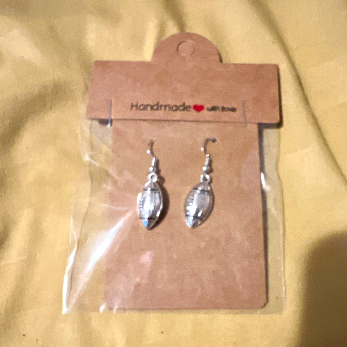 Handcrafted Silver Plated Oval Dangle/Drop Hook Earrings No Stone