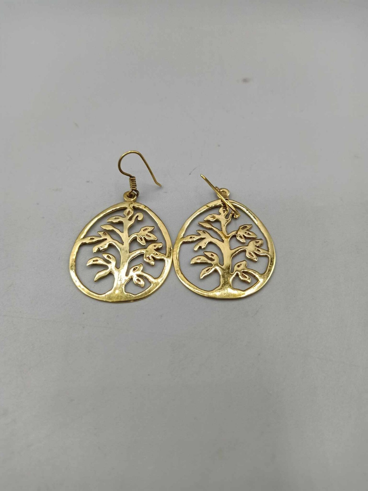 Handmade Southeast Asia Cambodia Ethnic tree design brass earring jewelry