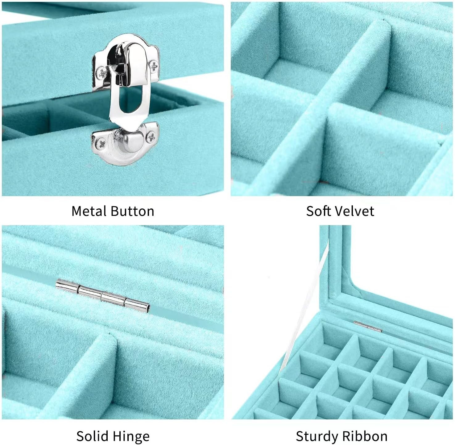 Velvet Jewelry Box 24 Grid Jewelry Earrings Display Organiser Box Ring Tray Hold