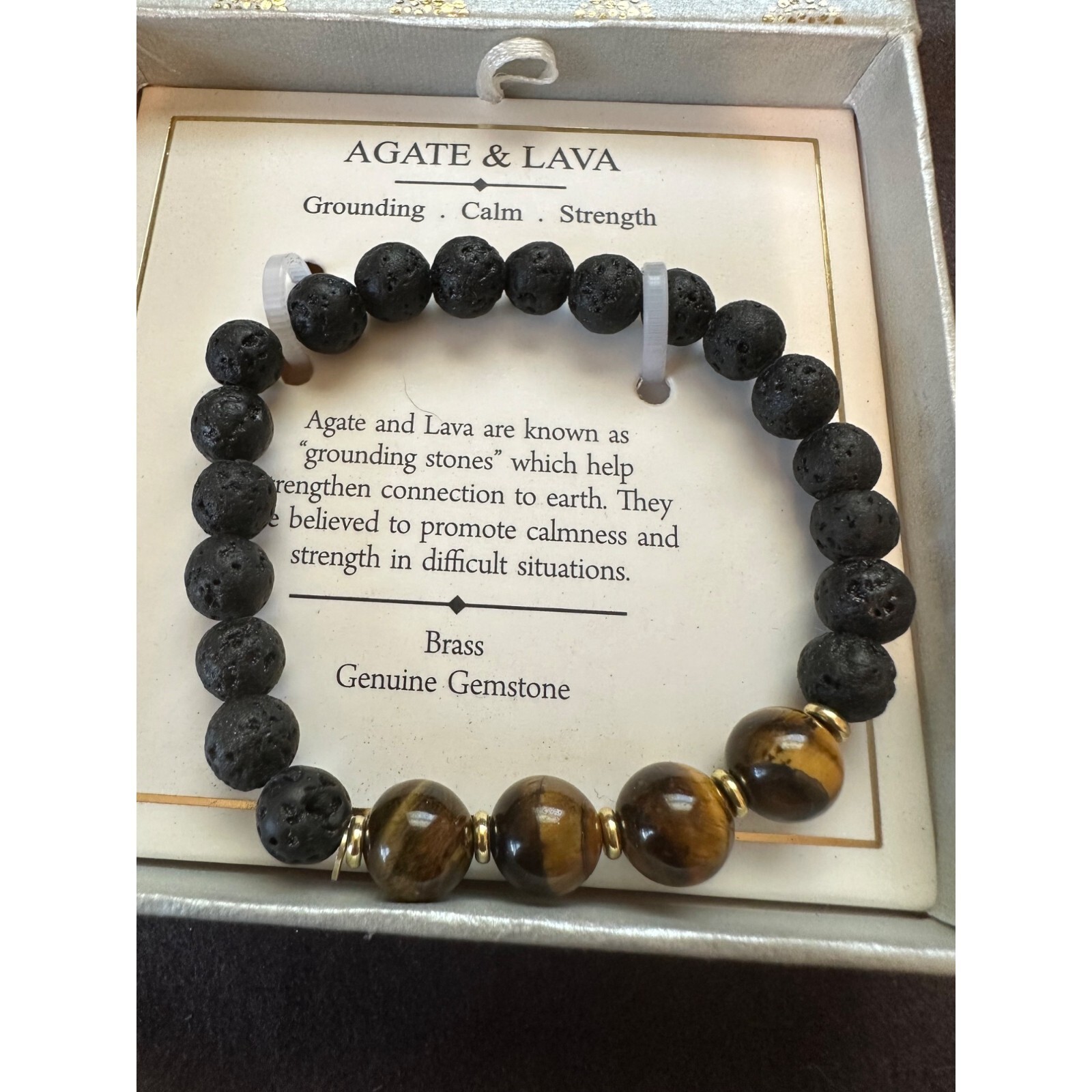 Shivam Agate & Lava Stretch Bead Bracelet Grounding Calm Strength