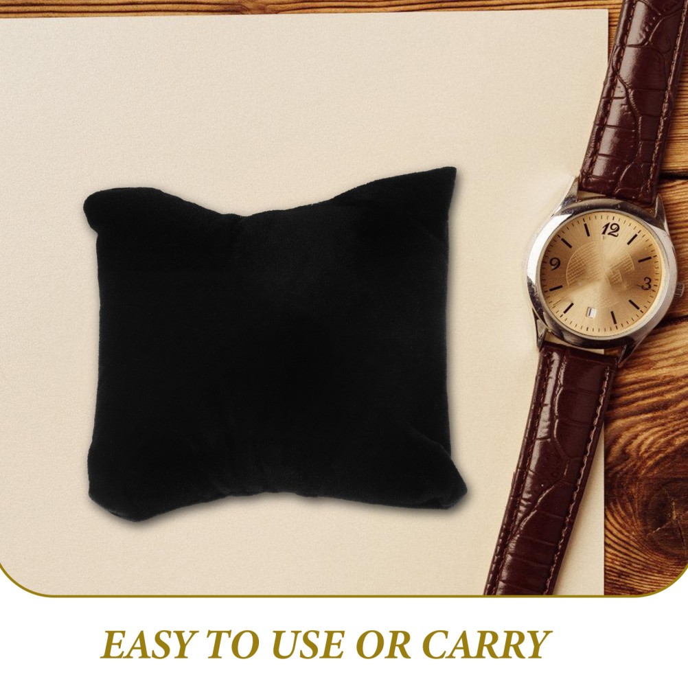 10Pcs Soft Velvet Watch Holder Pillows for Jewelry Display Black Cushions