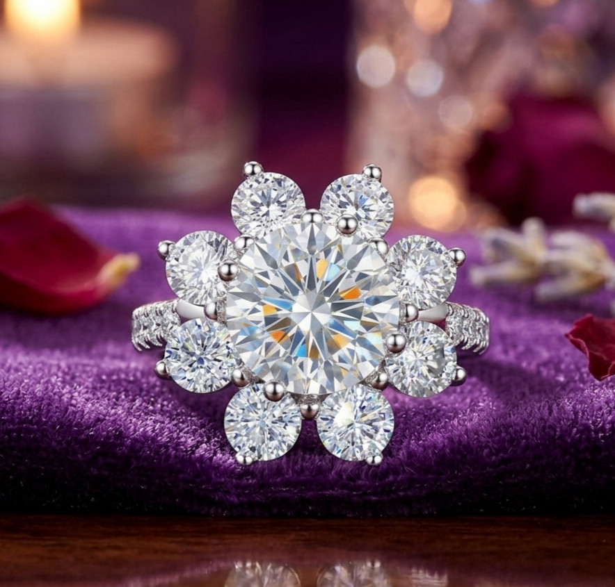 RARE 6.20 Ct Certified Round Cut White Natural Diamond Ring White Gold Finish