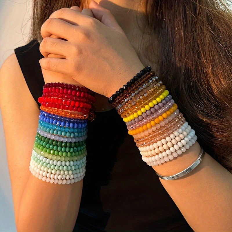 36Pcs 6mm Gemstones Beaded Stretch Bracelet for Women Crystal Stone Bracelets