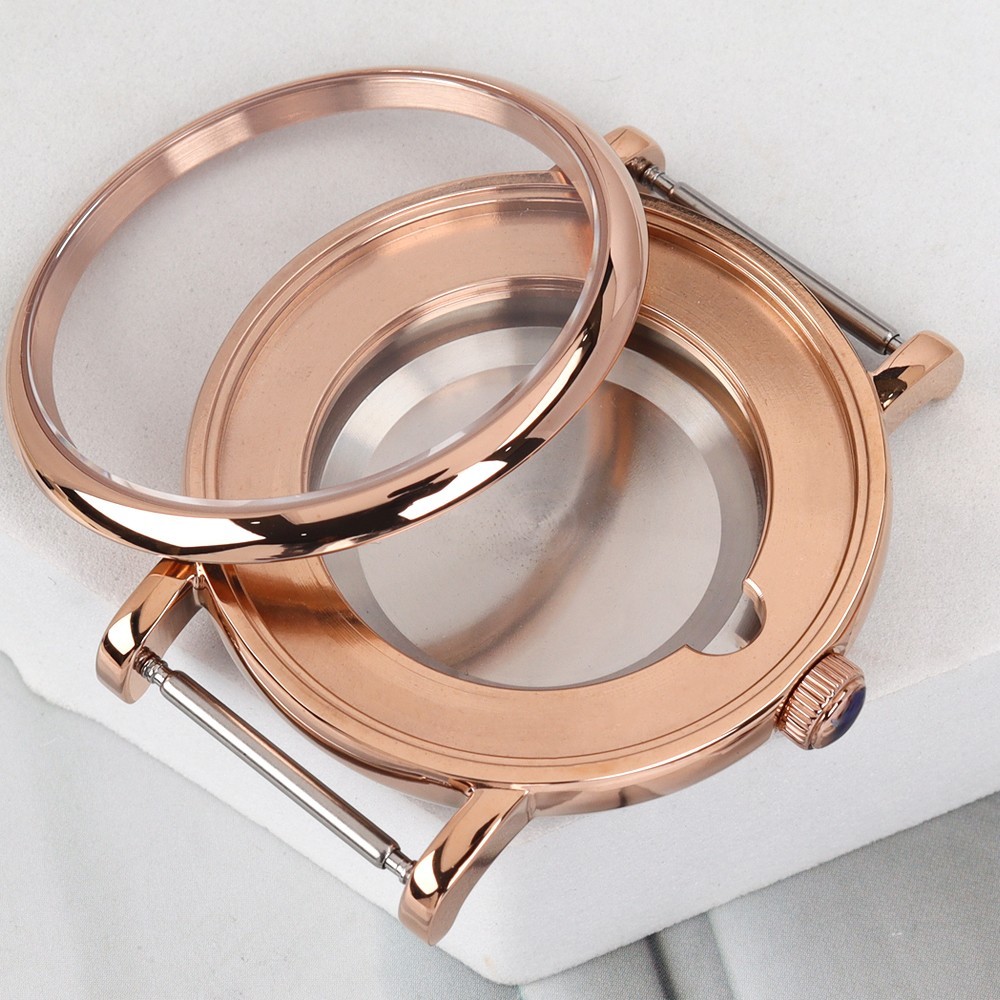 Sapphire 40mm Vintage Watch Case Rose Gold 316 Steel 10ATM For ETA 2824 Movement