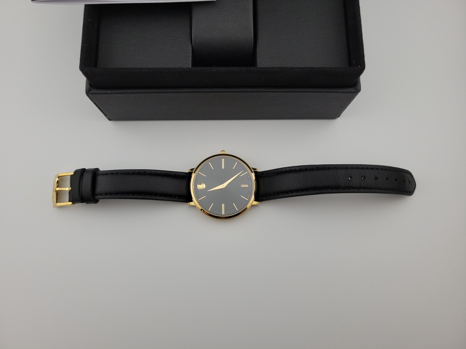 Movado Women’s Ultra Slim Leather Strap Black Dial Watch 0607091 ($795 MSRP)
