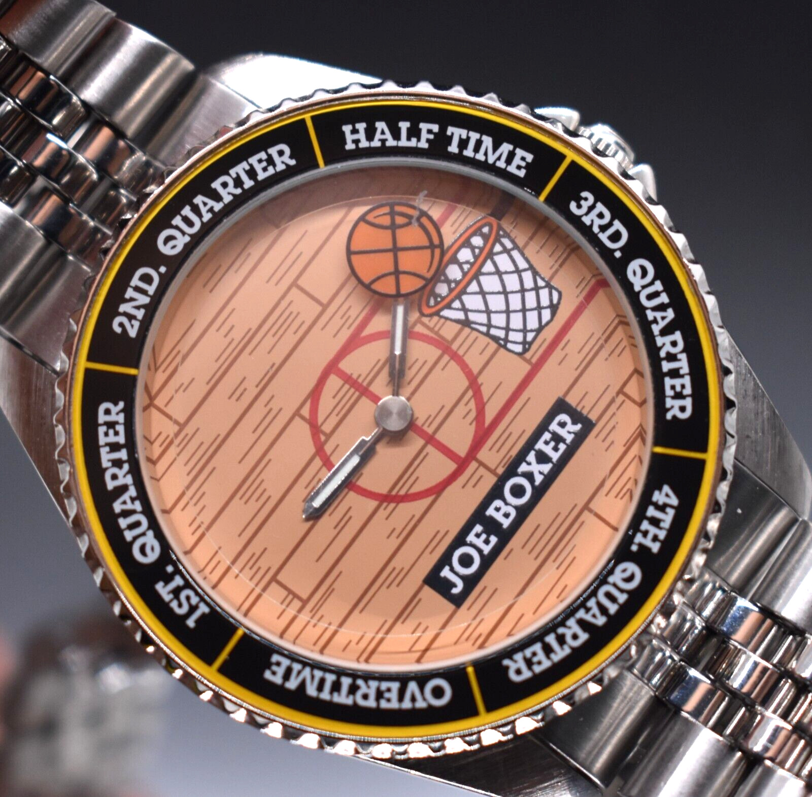 Vtg JOE BOXER Basketball Rotating Ball Dial Mens Watch First Quarter NEW BATTERY