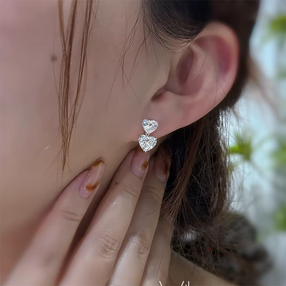 3Ct Heart Cut Moissanite Drop Earrings 925 Sterling Silver GRA Certified Gift