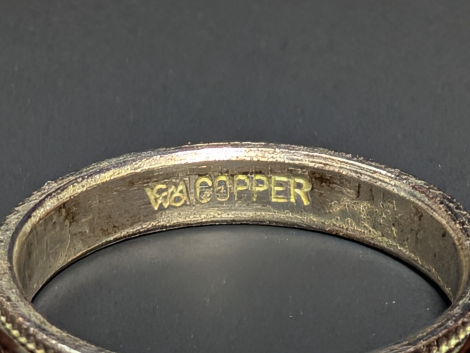 Vintage Wheeler Manufacturing Copper Band Ring Etched 3.5 mm Size 9