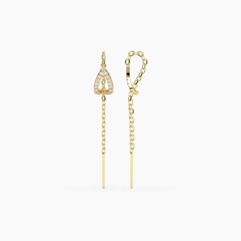 2Ct Round Cut Simulated Diamond Threader Drop Earrings In 14k Yellow Gold Plated