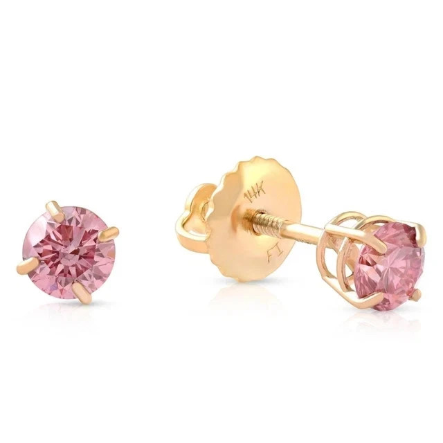 2 CT Round Cut Lab-Created Diamond Stud Earrings 14K Yellow Gold Plated