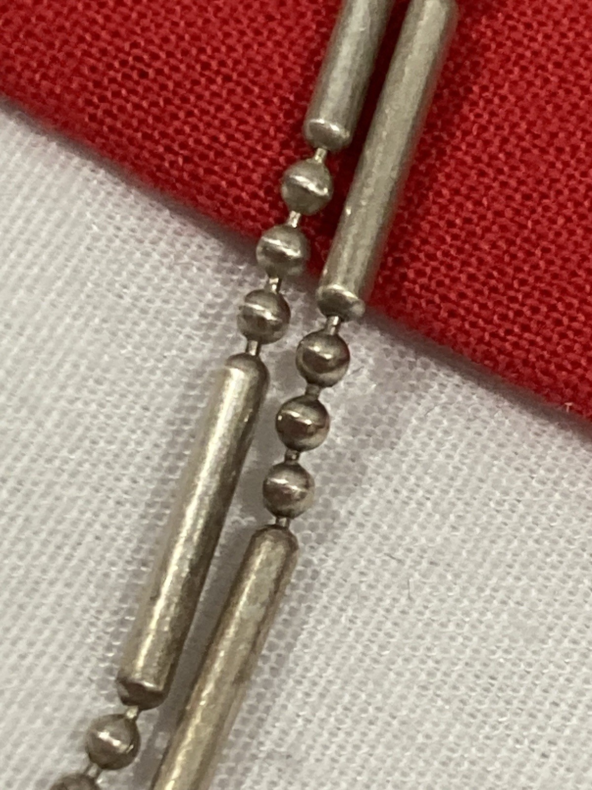 Vintage Signed 925 Sterling Silver Bead Ball Bar Rice Style Chain Necklace 24”