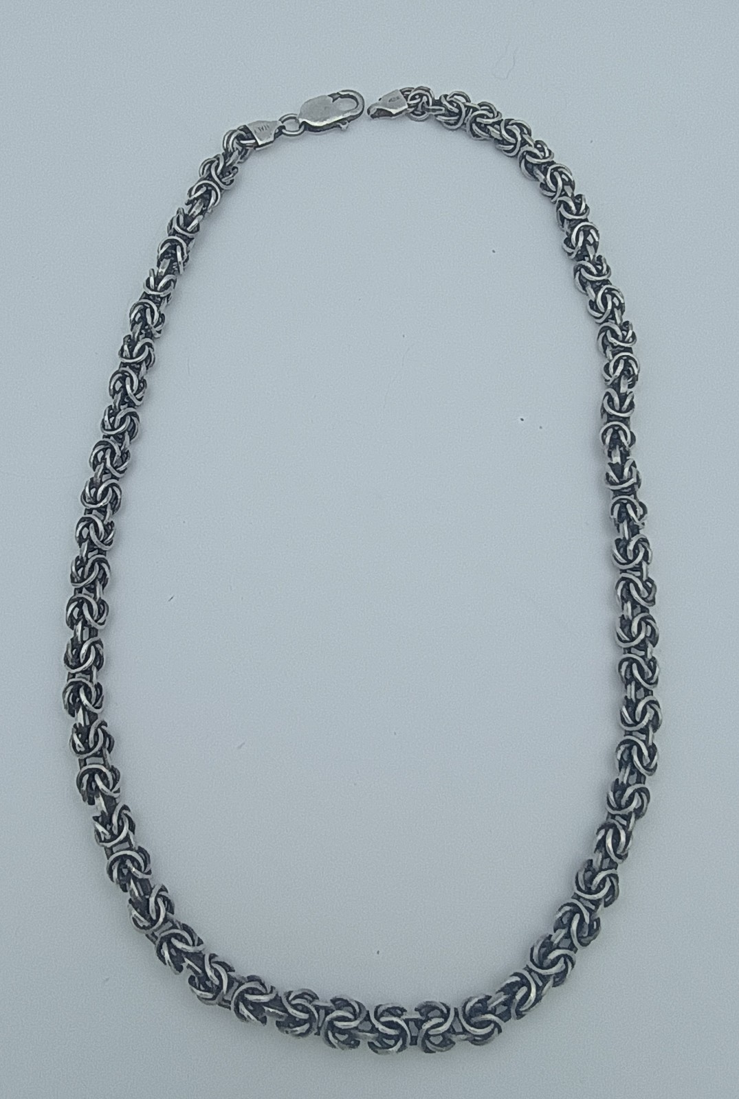 Sterling Silver .925 Byzantine Link Chain Necklace 18inch Approximately 46 Grams
