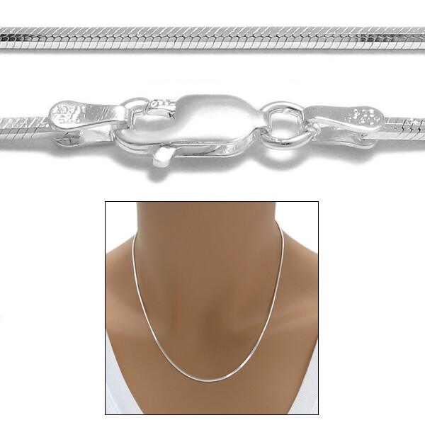 925 Sterling Silver Diamond Cut Snake Chain Necklace 1.5mm (040 Gauge)