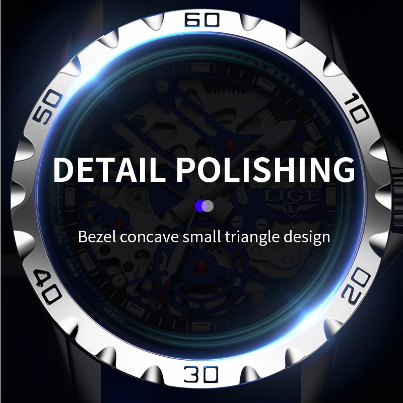 LIGE Men Military Watch Automatic Mechanical Analog Luminous Casual Wrist Watch