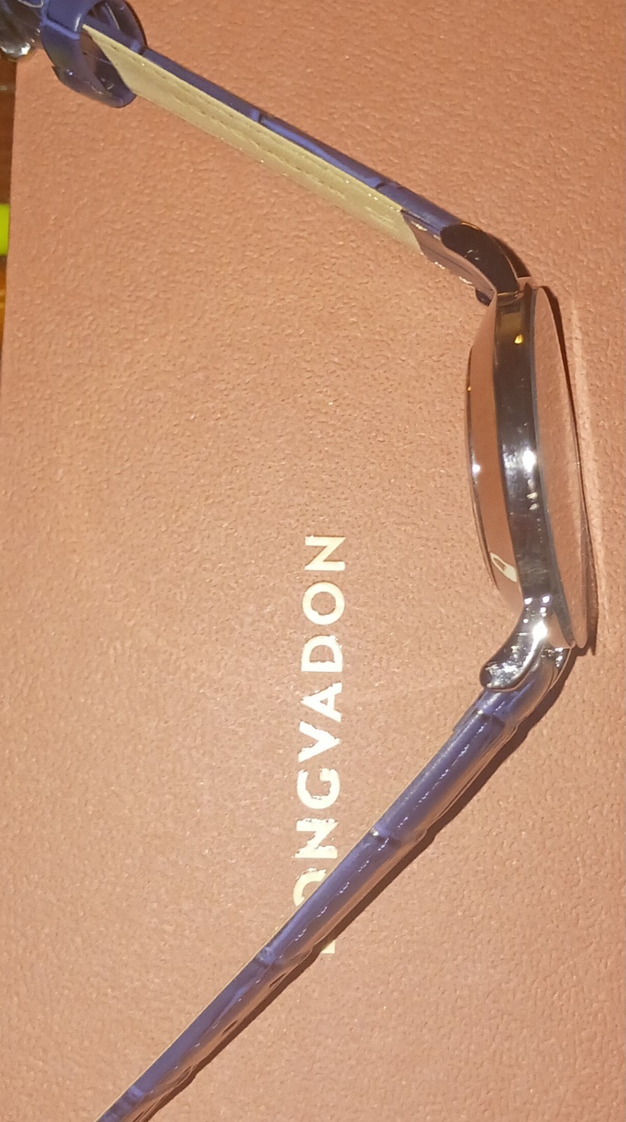 Longvadon Classic Bleu Nuit Men’s Wristwatch Blue Leather Strap Stainless Steel
