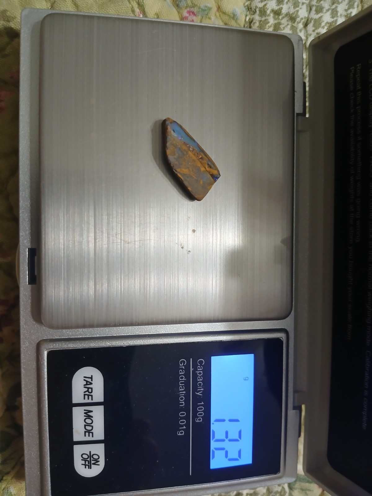 Australia Boulder Opal Unknown Field Blue Green R2037 Specimen 6 Carat
