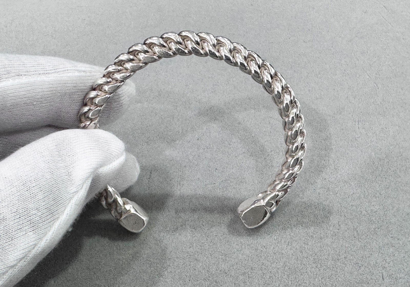Vintage Heavy Braided Link Torque Cuff Bracelet 41.7g Acid Tested