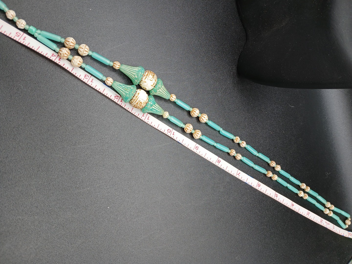 Vintage 20’s LONG Glass Beads Newly Custom Made Necklace Earrings 30in