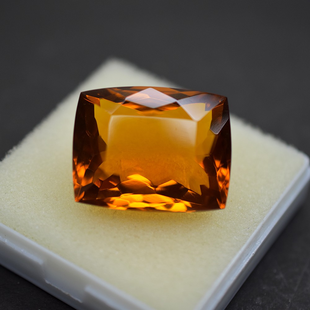 Natural Fire Orange Topaz Pendant Size Certified 60 Ct Cushion Loose Gemstone