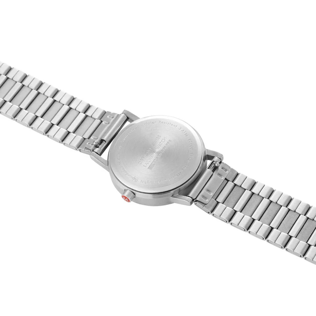 Mondaine Classic 36mm Black Dial Silver Bracelet Official Swiss Railways Watch