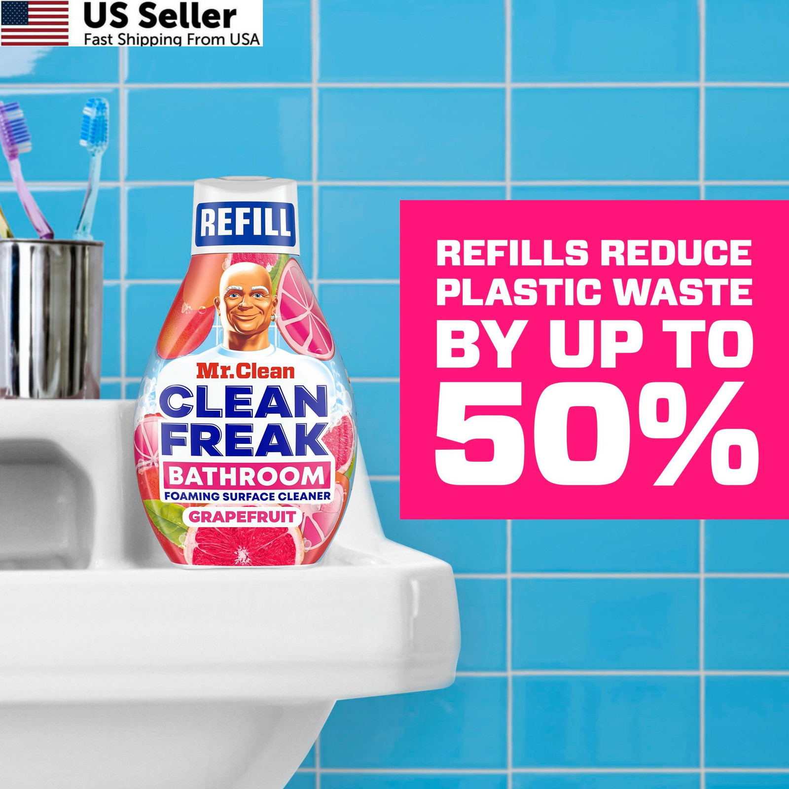 Mr. Clean Freak Foaming Bathroom Surface Cleaner 16 Fl Oz (Pack of 4)