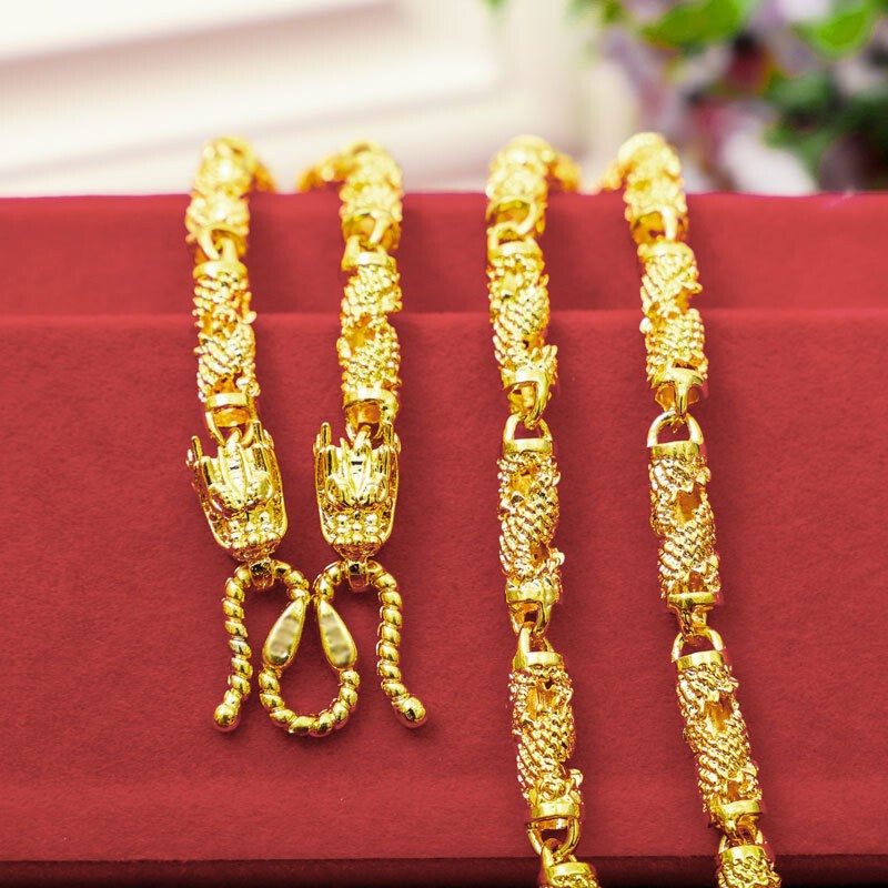 Dragon 24K Thai Baht Yellow Gold GP Necklace 24″