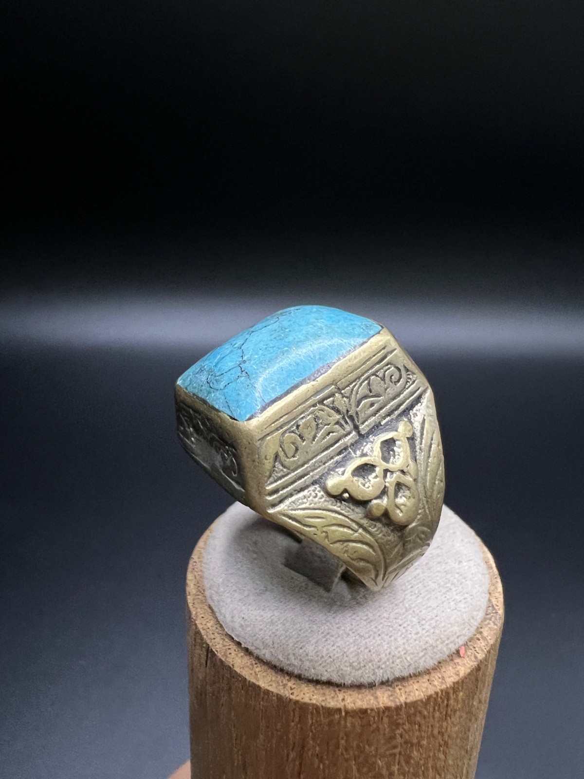Rare Antique Turquoise Ring Size 10 Handmade Turquoise Statement Ring Artisan