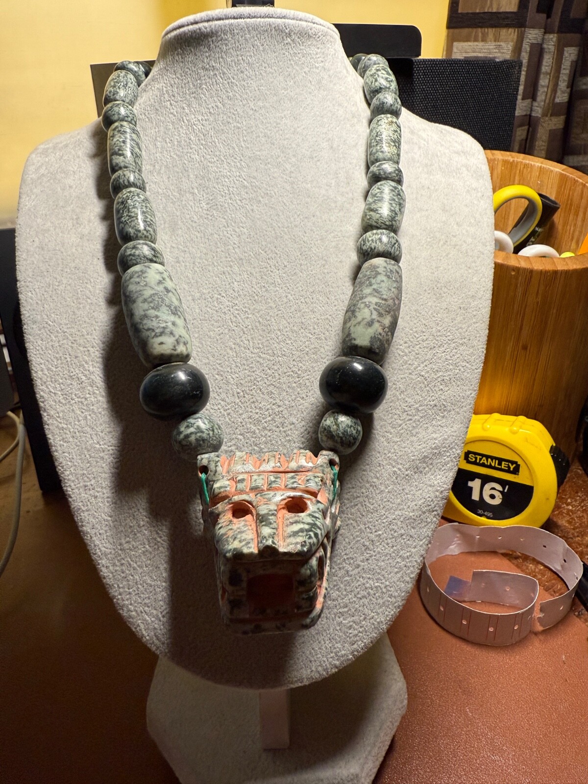 Granite Quetzalcoatl Feathered Serpent Pendant Kukulkan Mayan Plumed Serpent #14
