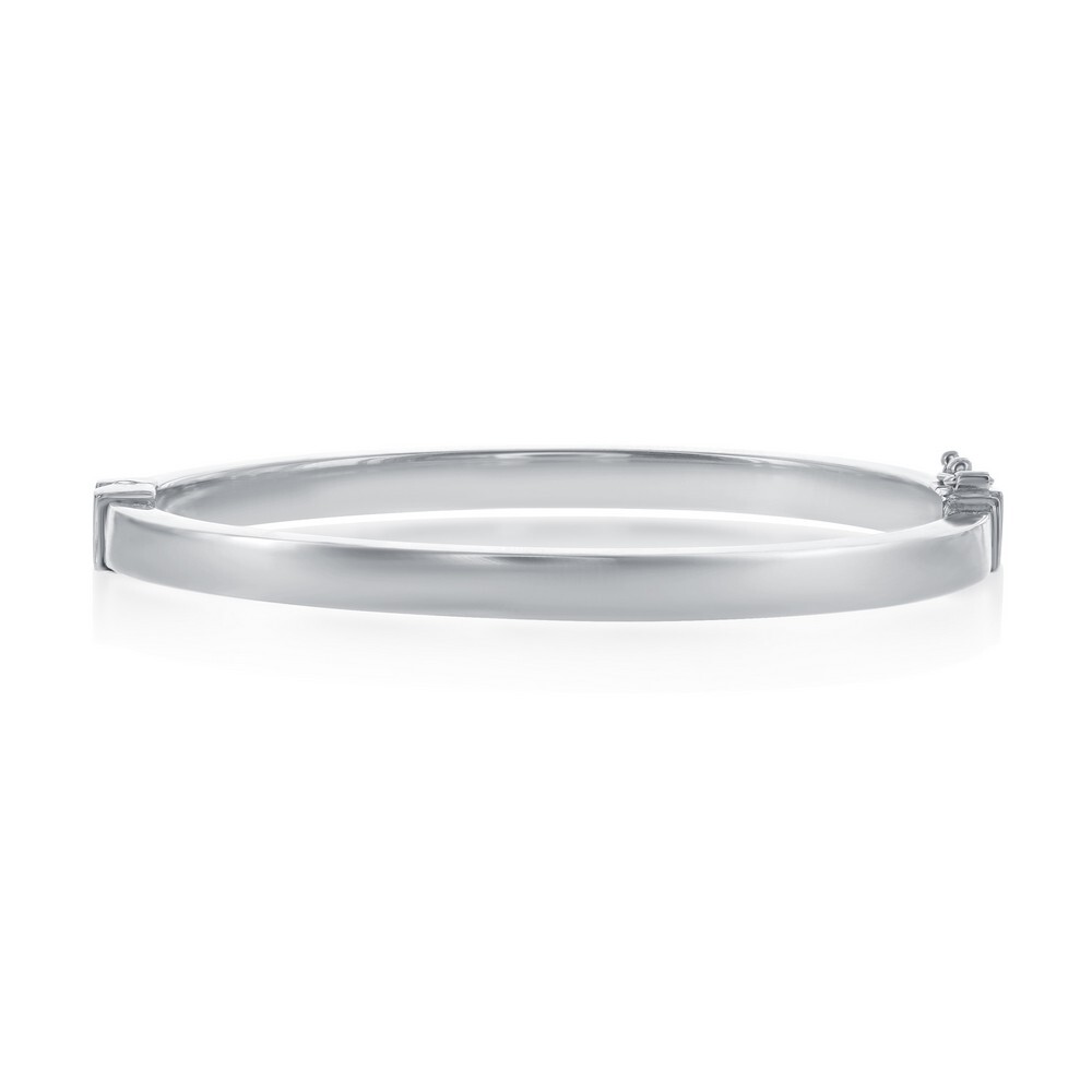 Classic Women’s Bangle Sterling Silver Plain Hinged Open Box Clasp Engravable
