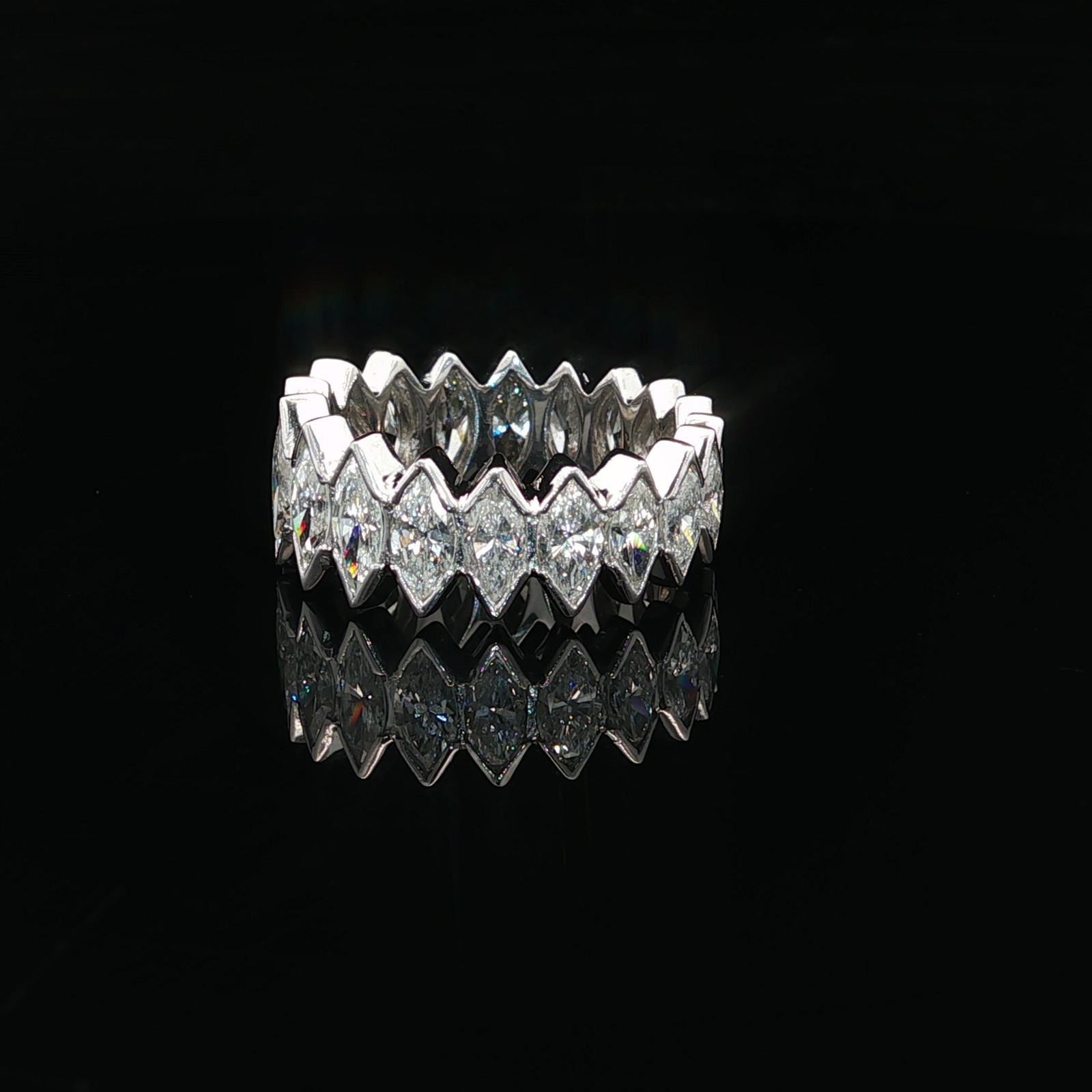 Vintage Platinum 5.5ct Marquise Diamond Channel V Prong Band Ring