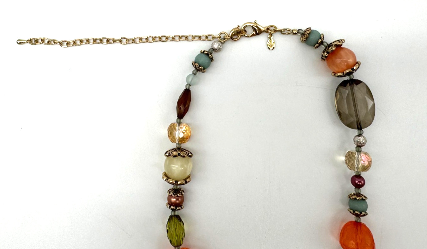Premier Designs Necklace 36″- 40″ “Shades of Chic” Autumn Colors Original Box