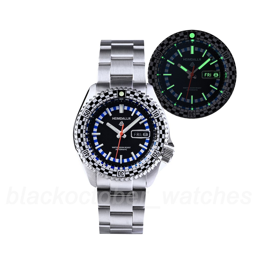 Heimdallr Sharky Racing Bezel NH36 Day Date 200M Automatic Diver Watch C3 41mm