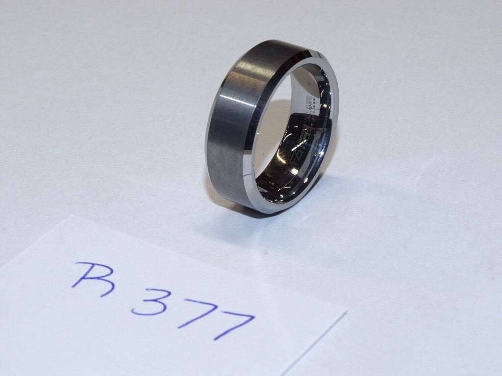 Triton Tungsten Carbide Wedding Ring 8mm Size 7-3/4 Silver w/ Raised Cntr #R377