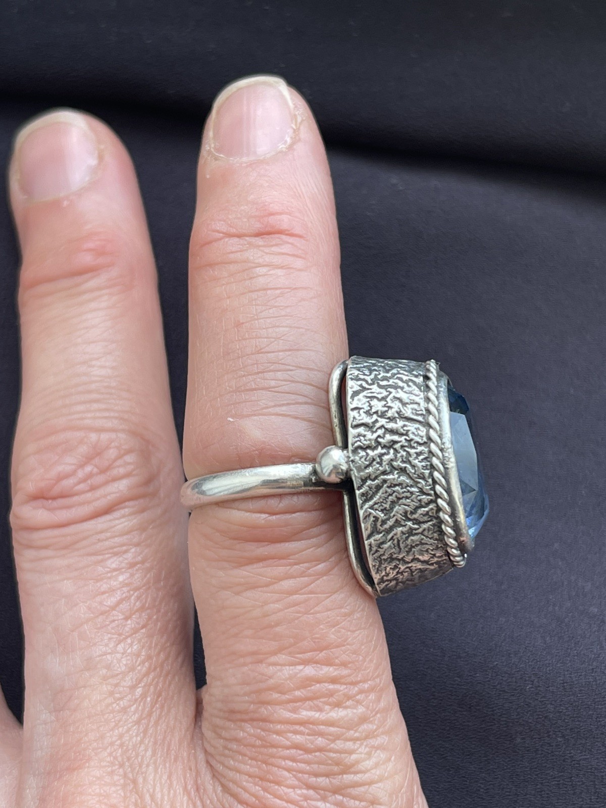 ORNO 12g Large Polish 800 Silver & Blue Stone Ring UK P1/2 Q Euro 57