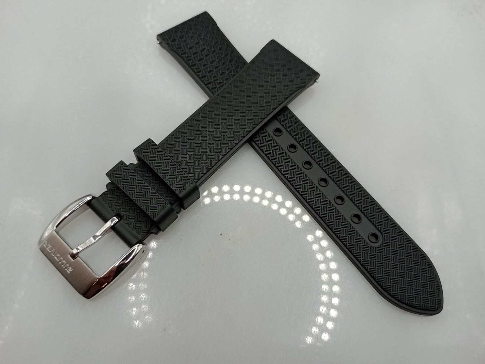 New 20mm Watchgecko Zuludiver HNBR Rubber Watch Strap Black Quick Release 6B360
